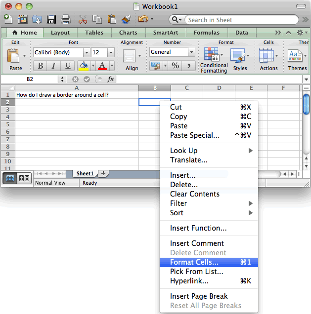 how to put a diagonal line in excel for mac